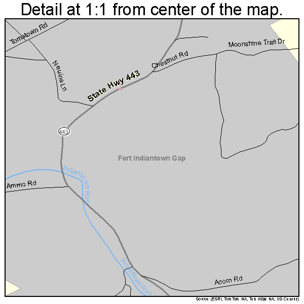 Fort Indiantown Gap, Pennsylvania road map detail