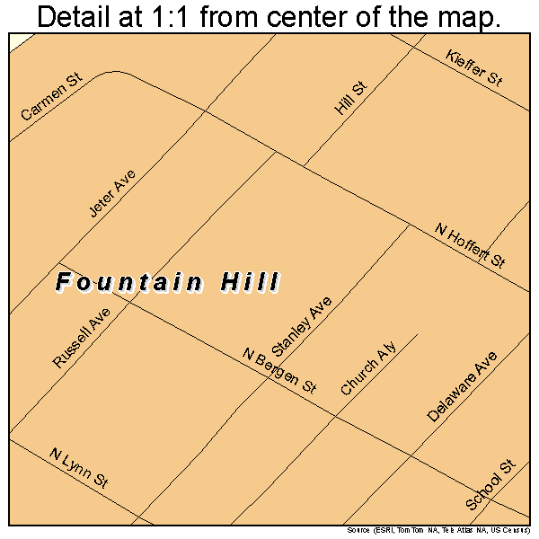 Fountain Hill, Pennsylvania road map detail