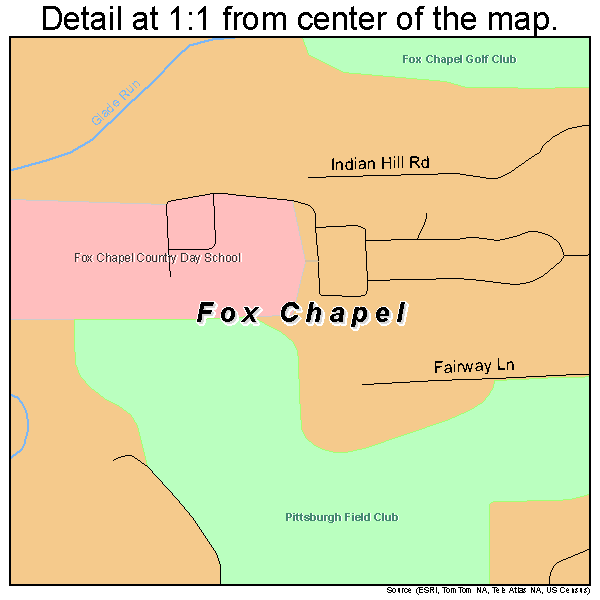 Fox Chapel, Pennsylvania road map detail