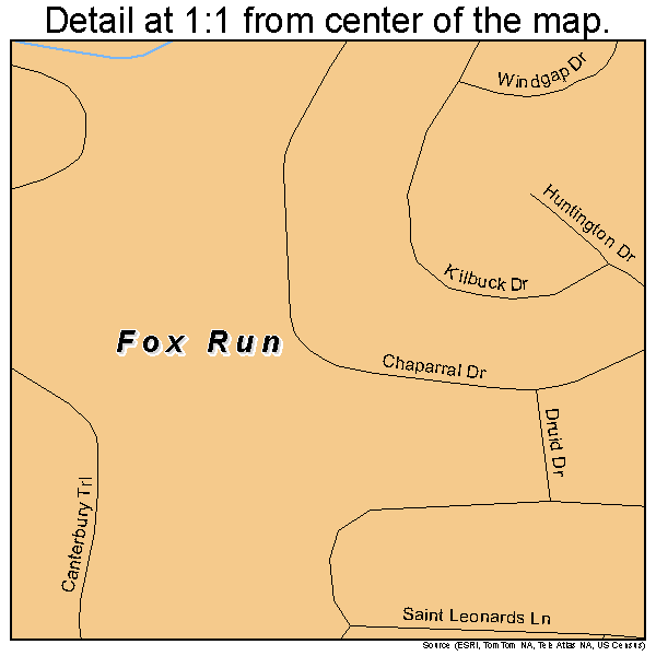 Fox Run, Pennsylvania road map detail