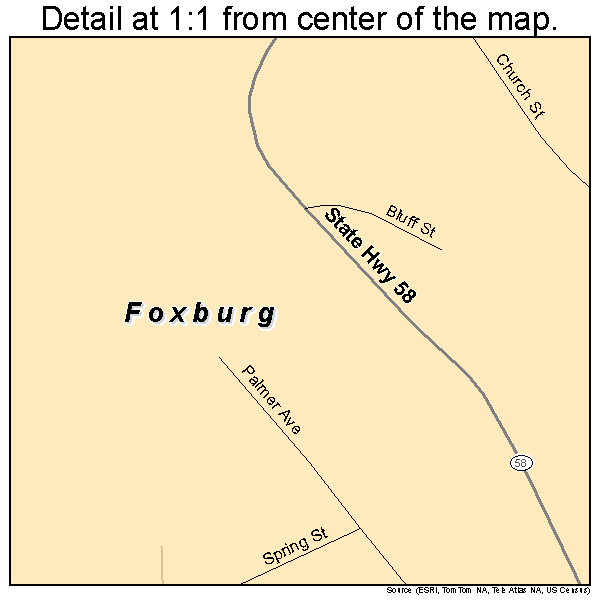 Foxburg, Pennsylvania road map detail