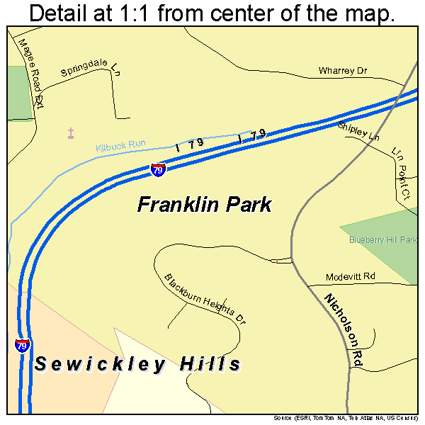 Franklin Park, Pennsylvania road map detail