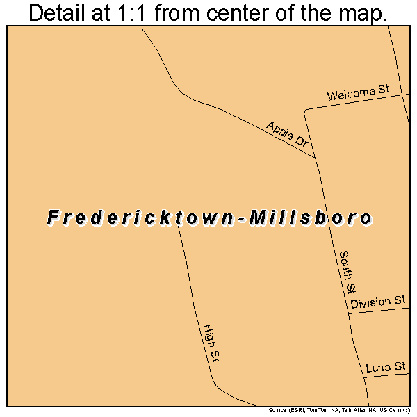 Fredericktown-Millsboro, Pennsylvania road map detail