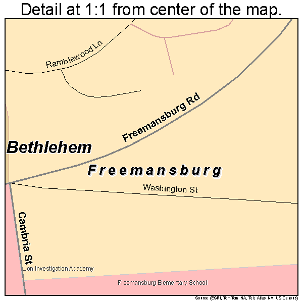 Freemansburg, Pennsylvania road map detail