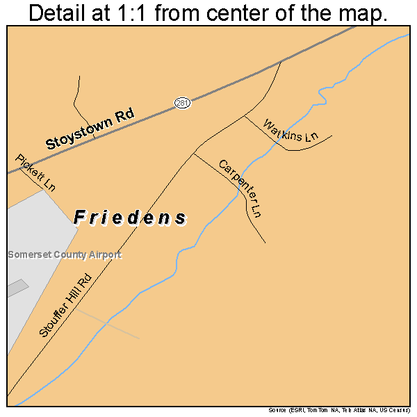 Friedens, Pennsylvania road map detail