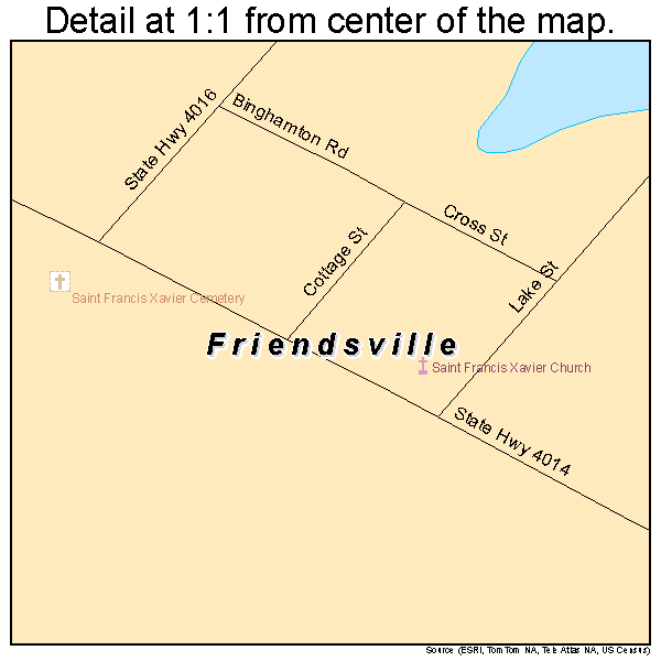 Friendsville, Pennsylvania road map detail