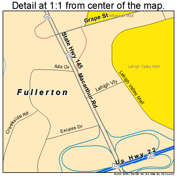 Fullerton, Pennsylvania road map detail