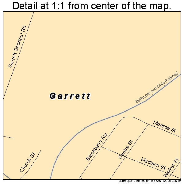 Garrett, Pennsylvania road map detail