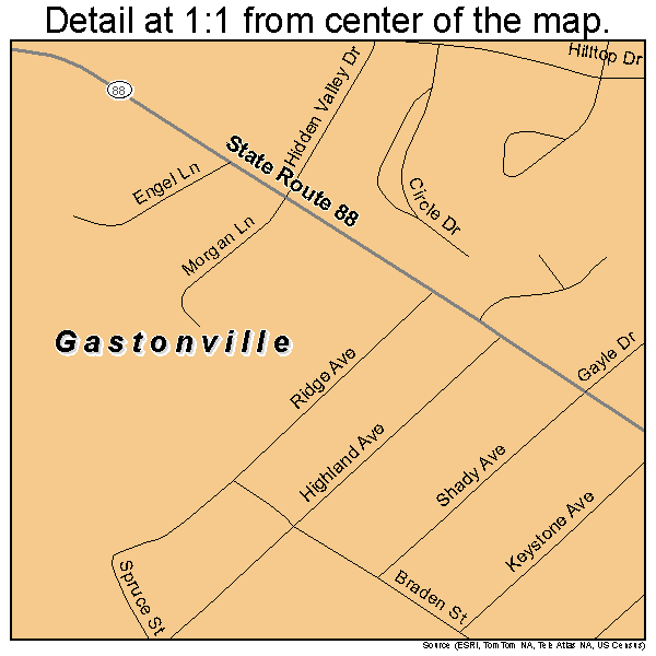 Gastonville, Pennsylvania road map detail