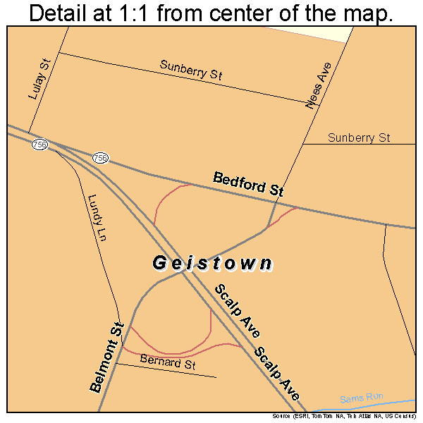 Geistown, Pennsylvania road map detail