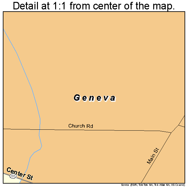 Geneva, Pennsylvania road map detail