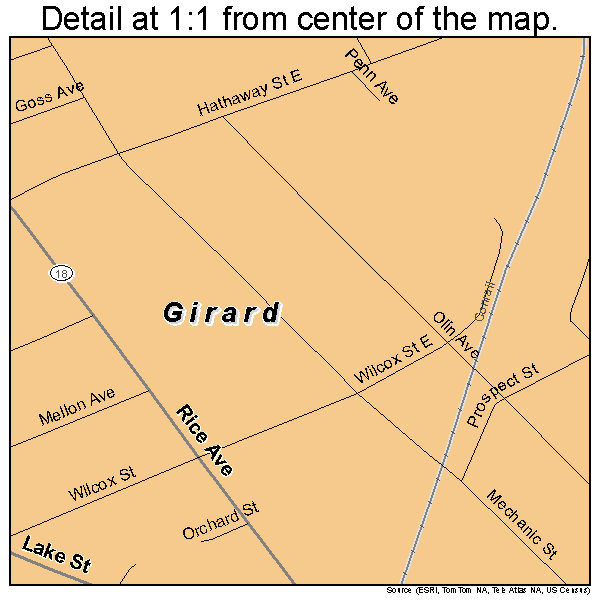 Girard, Pennsylvania road map detail