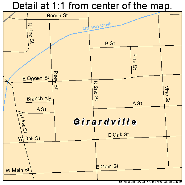 Girardville, Pennsylvania road map detail
