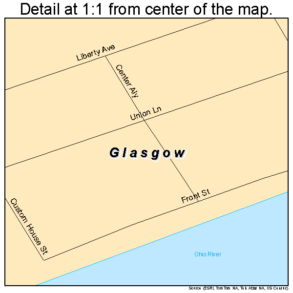 Glasgow, Pennsylvania road map detail