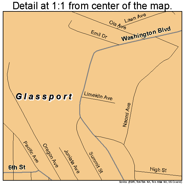 Glassport, Pennsylvania road map detail