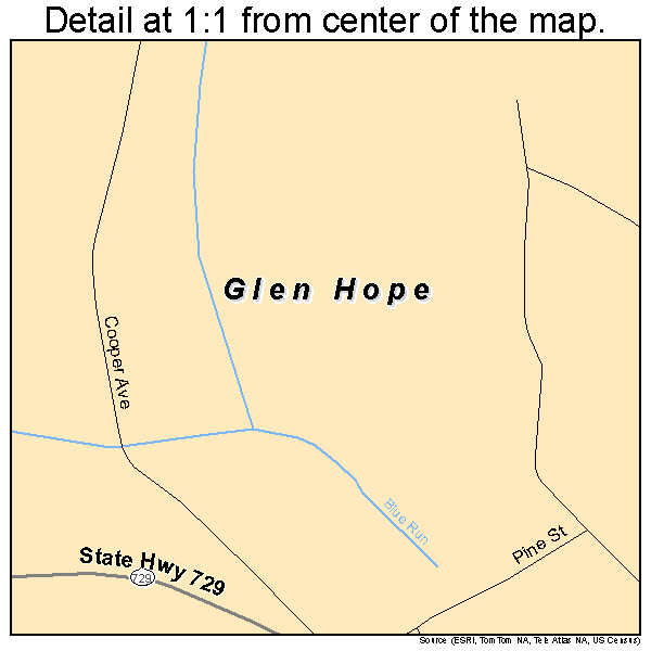 Glen Hope, Pennsylvania road map detail