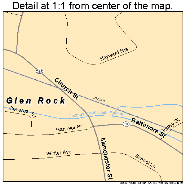 Glen Rock, Pennsylvania road map detail