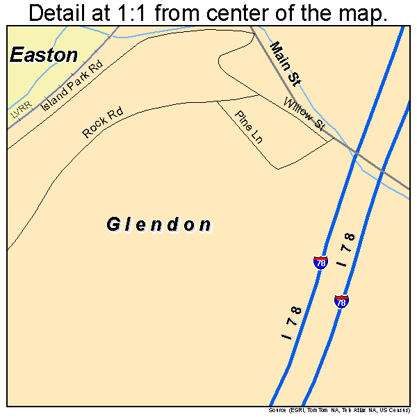 Glendon, Pennsylvania road map detail