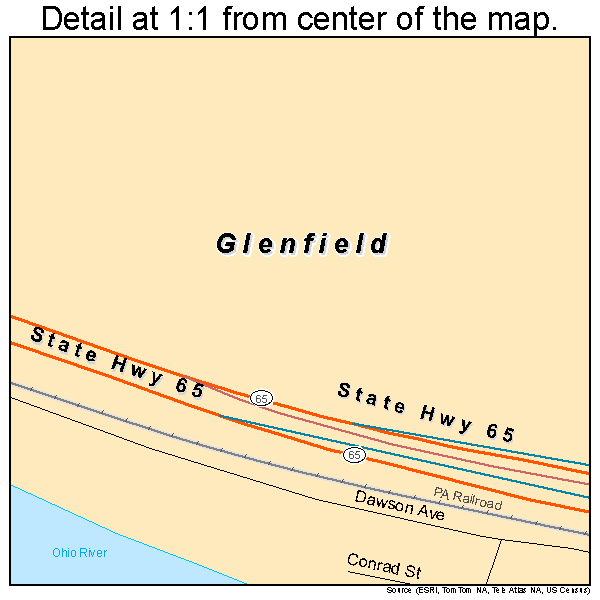 Glenfield, Pennsylvania road map detail