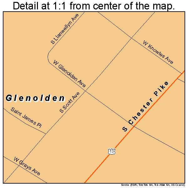 Glenolden, Pennsylvania road map detail