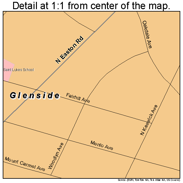 Glenside, Pennsylvania road map detail