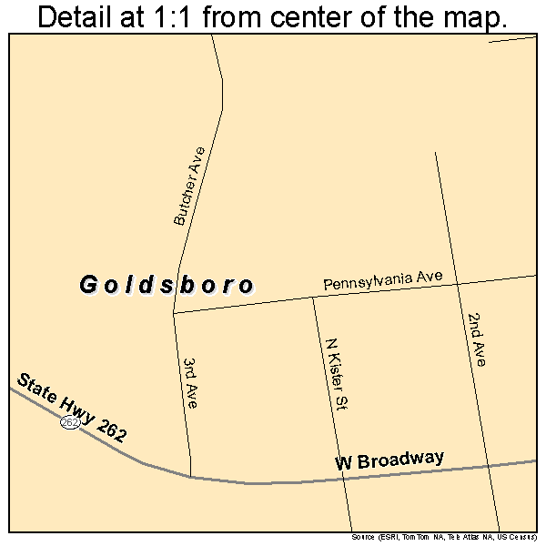 Goldsboro, Pennsylvania road map detail
