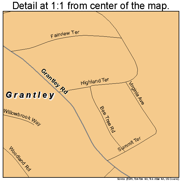 Grantley, Pennsylvania road map detail