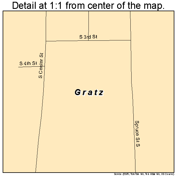 Gratz, Pennsylvania road map detail