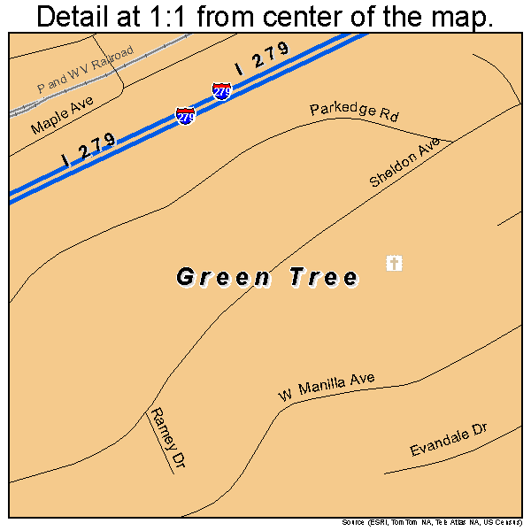 Green Tree, Pennsylvania road map detail