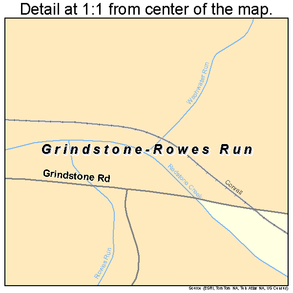 Grindstone-Rowes Run, Pennsylvania road map detail