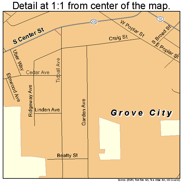 Grove City, Pennsylvania road map detail