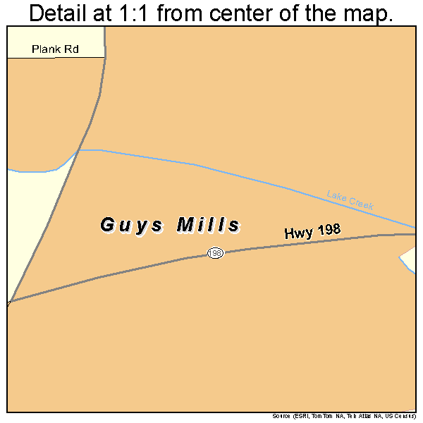 Guys Mills, Pennsylvania road map detail