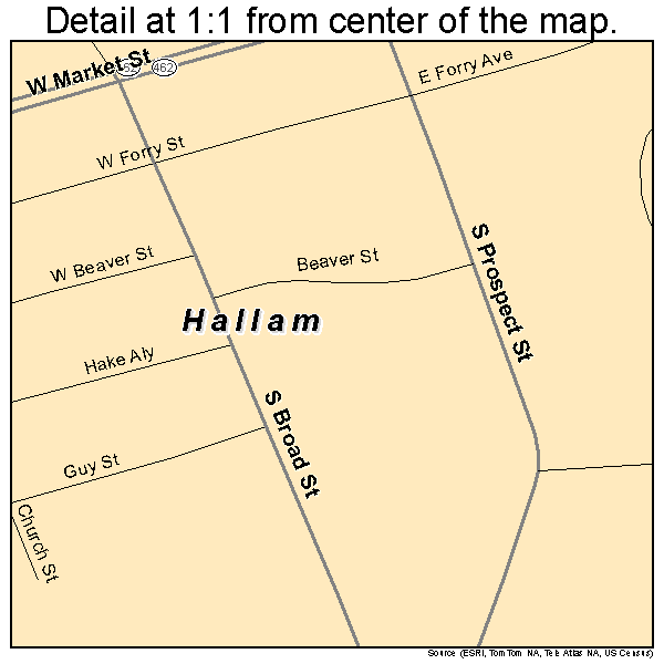 Hallam, Pennsylvania road map detail