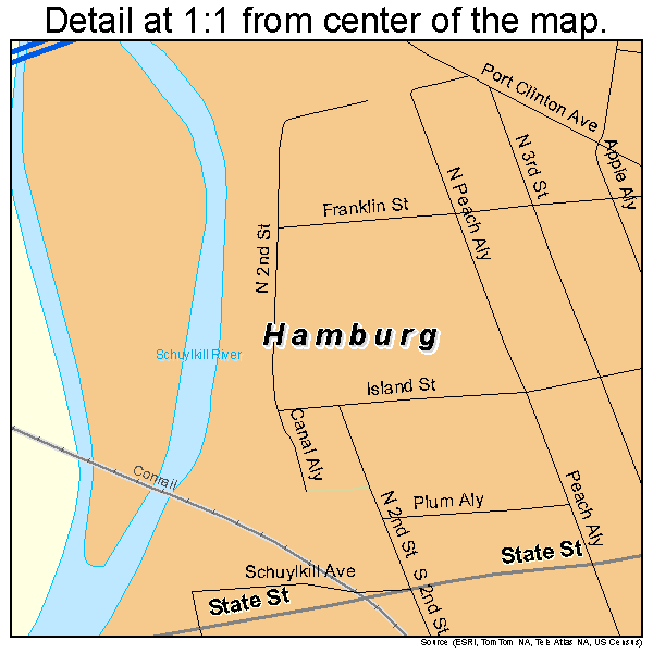 Hamburg, Pennsylvania road map detail