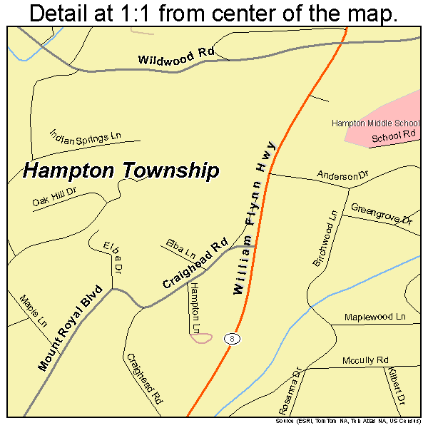 Hampton Township, Pennsylvania road map detail