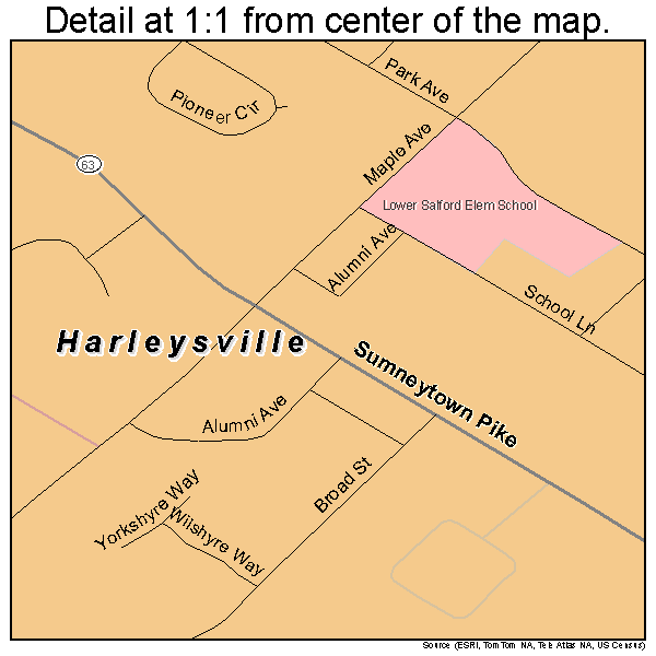 Harleysville, Pennsylvania road map detail