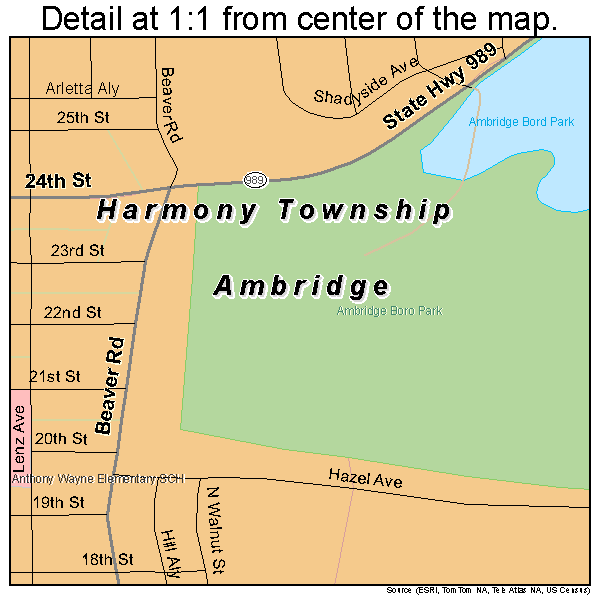 Harmony Township, Pennsylvania road map detail