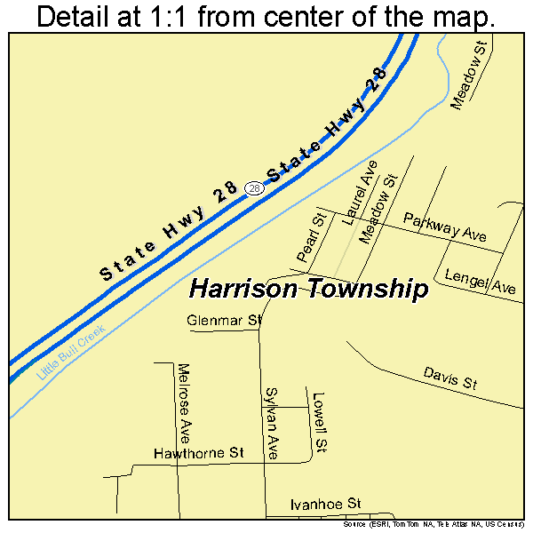 Harrison Township, Pennsylvania road map detail