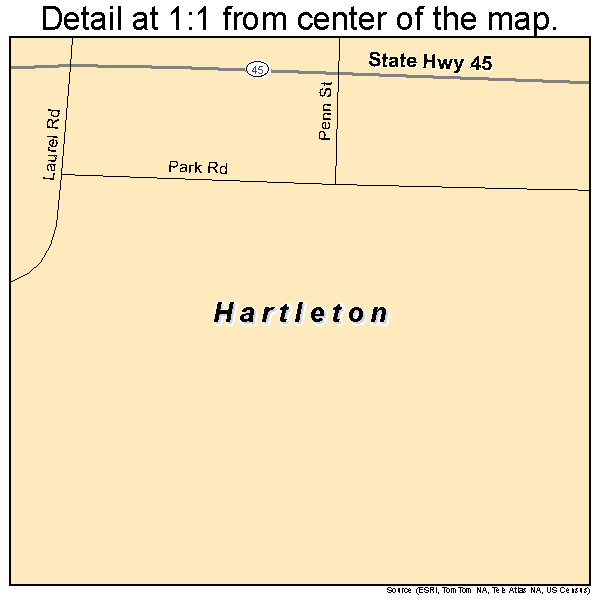 Hartleton, Pennsylvania road map detail