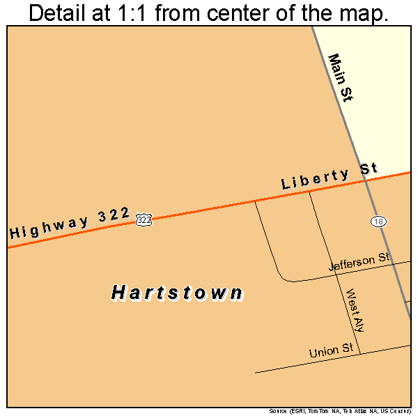 Hartstown, Pennsylvania road map detail