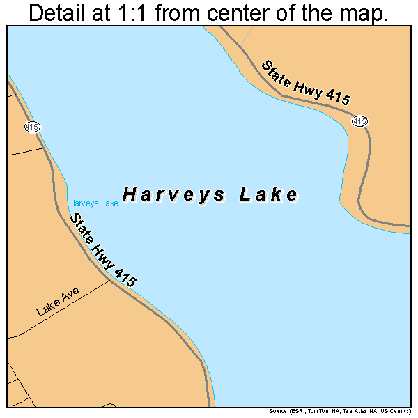 Harveys Lake, Pennsylvania road map detail