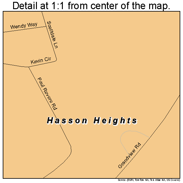 Hasson Heights, Pennsylvania road map detail