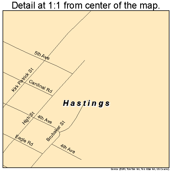 Hastings, Pennsylvania road map detail