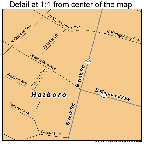 Hatboro, Pennsylvania road map detail
