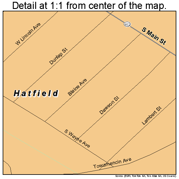 Hatfield, Pennsylvania road map detail