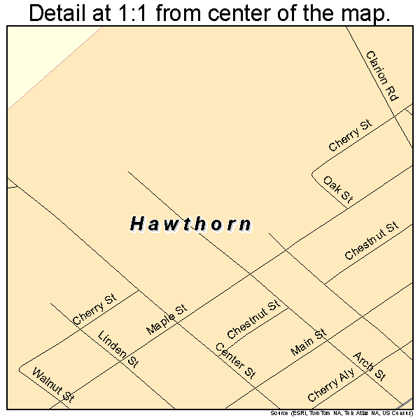 Hawthorn, Pennsylvania road map detail