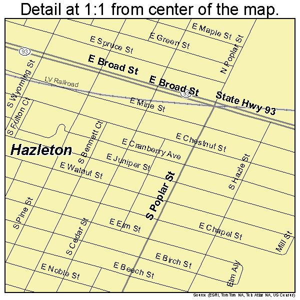 Hazleton, Pennsylvania road map detail