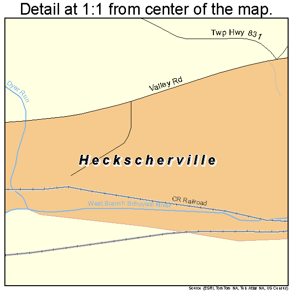 Heckscherville, Pennsylvania road map detail