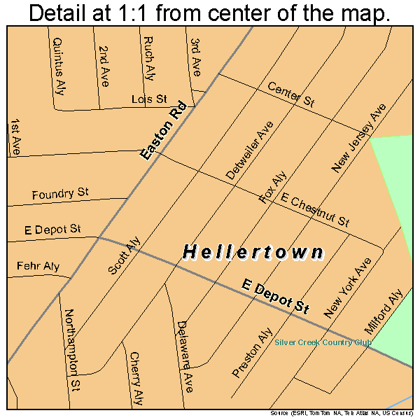 Hellertown, Pennsylvania road map detail