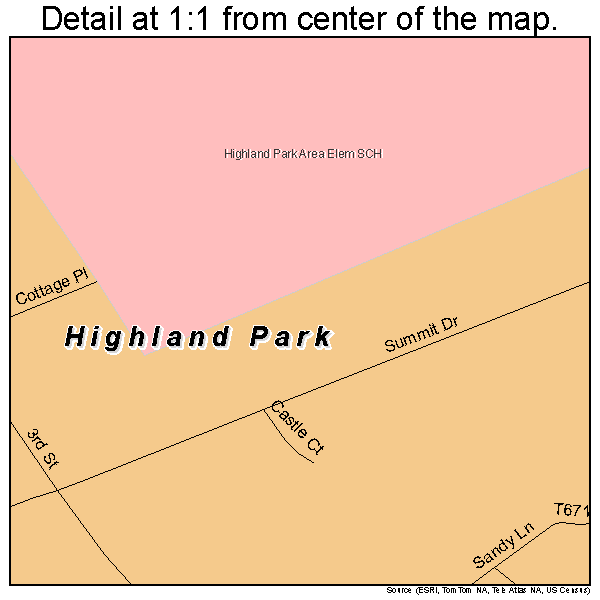 Highland Park, Pennsylvania road map detail